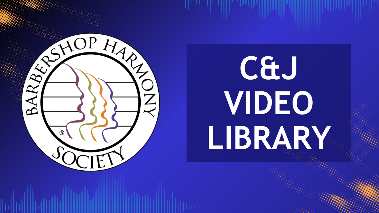 Blue and yellow C&J Video Library banner